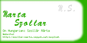 marta szollar business card