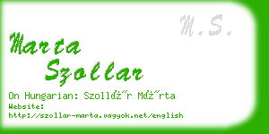 marta szollar business card